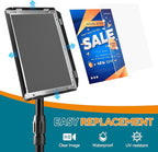 USCNC Sign Holder Stand 8.5x11 inch - Adjustable Floor Standing Sign Holder -Snap open frame,360° Rotation for Malls,Schools,Restaurants (Black 4 Pack)