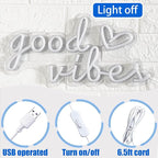 Blue Good Vibes Neon Signs for Wall Decor, Room Decor Aesthetic Good Vibes Neon Light Blue, USB Powered Game LED Sign for Bedroom, Gamer Light up Sign for Christmas Teen Boys Girls Men Cave