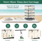 EsLuker.ly Rotating Earring Display Holder Stand for Vendors Events Selling, Large Capacity 64 Hooks Jewelry Rack with Wooden Base for Earring Card Sales, Enhances Retail Visibility(Dark Grey)