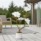 GAOMON White Fake Orchids Flowers in Pot,24 inch Faux Orchids Plant Real Touch for Home Decor Indoor Bathroom Decoration