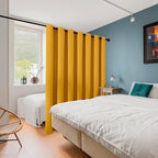 ChrisDowa Room Divider Curtain 90 Inches Long, Wide Blackout Sliding Door Curtain for Bedroom, Room Darkening Privacy Window Curtain for Patio Door (1 Panel Set, Mustard Yellow, 100 x 90 Inch)
