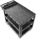 Dryser Utility Cart with Wheels, 46" x 25" Heavy Duty 550 lb. Capacity with Shelves - 3 Tier Rolling Cart with Two 5" Swivel Casters for Warehouse, Garage, Cleaning