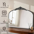 Micasso Vintage Wall Black Mirror: 29"x 36" French Baroque Antique Mirror - Traditional Ornate Decorative Arched Mirrors for Wall/Bathroom/Entryway/Fireplace/Hallway - Home Decor for Living Room