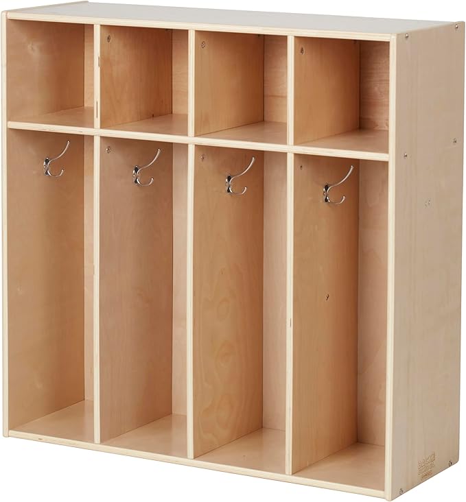 Sleekline 4-Section Toddler-Sized Coat Locker, Kids Furniture, Natural