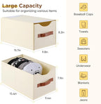 4 Pack Stackable Storage Drawers, Fabric Closet Organizers and Storage with Handles and Clear Window, Pull-Out Clothes Storage Bins with Drawer for Closet, Bedroom, Living Room, Under Bed, Beige