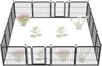 FXW Garden Fence Outdoor for The Yard – 24in(H) x 30.4ft(L) Heavy Duty Metal Animal Barrier for Dog and Rabbit, Decorative Dog Fence, 16 Panels, Black