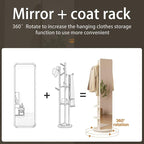 Full Length Mirror Coat Rack Solid Wood Floor Mirror 66"x12" Full Length Mirror with Stand Long Mirrors for Bedroom,Living Room