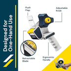 Excell EC-206 Safeguard Packing Tape Dispenser (2" Wide): Retractable Blade Cover for Safety, Push Flap for Smooth Cutting, and one-Hand use. Ideal for Shipping and Carton Sealing.(2Pack)