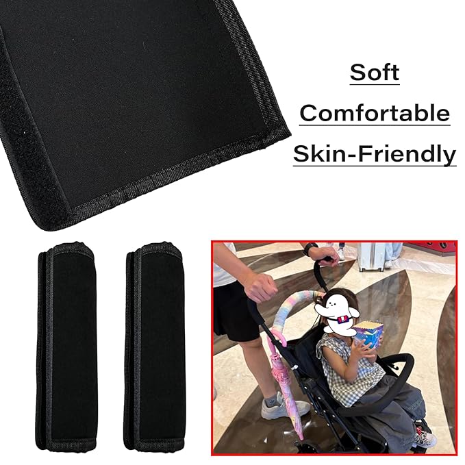 2Pcs 6.3 * 5.51inches Stroller Handlebar Cover,Pushchair Armrest Handle Protector Cover,Pram Bumper Bar Dustproof Handle Gloves Replacement Removable Universal Protective Case Grip Bar Covers