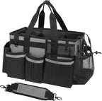 Wearable Cleaning Caddy, Cleaning Caddy Supplies Organizer with Handle & Shoulder Straps for Housekeepers, Under Sink & Car Cleaning Tool Organizers Bag with 4 Foldable Divider (MediumGrey)