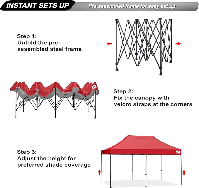 ABCCANOPY Patio Pop Up Canopy Tent 8x16 Commercial-Series (Red)
