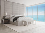 VANT Upholstered Bed Bench - Ribbed Stone - Brushed Nickel - Contemporary Modern, Bedroom Bench Seat, Hallway, or Entryway