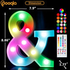 Pooqla Colorful Light Up Letters with Remote, Upgraded 35 Colors LED Marquee Letters, RGB Lighted Letter for Girls Teenager Gift, Birthday, Party, Wedding, Night Light, Room, Bedroom Decor, Letter &