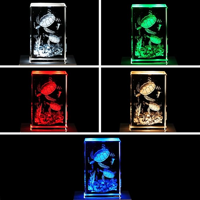 EUSTUMA LED Light Base Square Display Stand In A Variety of Colors,Lighted Up Stand Color Changing LED for 3D Glass Crystal Art,Holiday Party Decoration. (Small silver, Small)