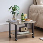 Lerliuo Under Desk Printer Stand, 2-Tier Industrial Mobile Printer Table with Storage Shelf and Steel Frame, Rolling Printer Cart Holder with Lockable Wheels for Home, Office (Grey)