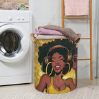 Women African Laundry Basket Foldable Laundry Baskets With Leather Handles for Bedroom Bathroom Toys Decorative Basket