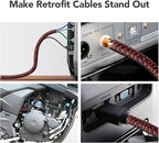 AGPTEK Cable Sleeve Cover, 10ft - 1.2 inch Desk Cord Organizer Cable Hider, Home Office Wire Management Computer TV Wire Loom Tubing, Pet Proof Cord Protector, from Cat Dog Chewing, BlackRed