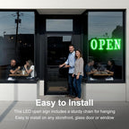 Open Sign for Business Super Bright LED Flashing Open Signs 40x14 Inch Large Light Up Open Sign with Remote Control, Hanging Installation for Storefront Window Door (Flash Green& White)