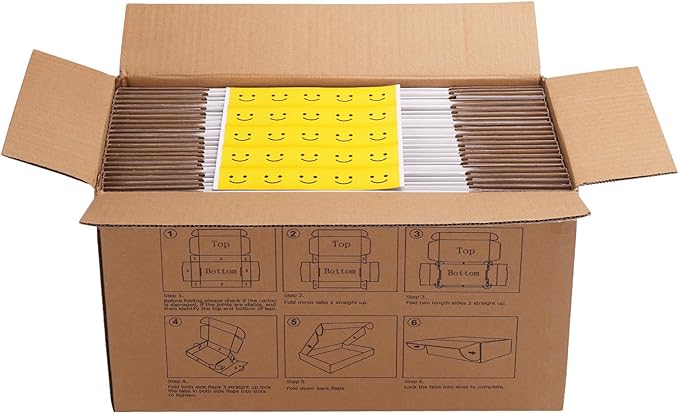 HORLIMER 6x6x2 inches Shipping Boxes Set of 50, White Corrugated Cardboard Box Literature Mailer