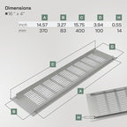 Vent Systems 15.75 x 3.94 (Outer Size) Air Supply Ventilation Grille - Pack of 2 - Silver Aluminum Rectangle Intake/Exhaust Door Vent Deflector - HVAC for Home Improvement Floor, Wall Duct Cover