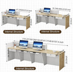 PLMOKN Wood Reception Desk Marble Stone with Checkout Retail Counter L Shaped Modern Mostrador para Negocio Office Desk Closed Front with Storage Drawers for Barber,Salon,Clothing Store