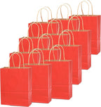 qiqee 100PCS Gift Bag with Handles Bulk Kraft Red Paper Bags Assorted Sizes(33pcs Large 13",33pcs Medium 11",34pcs Small 8")