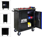 Rolling Tool Chest with 2 Doors and Adjustable Shelves, 25.9" D Movable Lockable Tool Cart Multi-Functional Hardware Storage Cabinet Box Auto Repair Locker