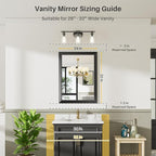24x32 Inch Black Bathroom Mirror for Wall, Thick Metal Framed Rectangle Mirrors for Over Sink, Bedroom, Living Room, Entryway, Anti-Rust, HD Tempered Glass