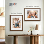 VCK 16x20 Picture Frame 2 Pack - Brown, High-End Wood Poster Frames with Tempered Glass, Display 11x14 Photo with Mat or 16x20 without Mat, Art Gallery-Quality, Wall Hanging, Brown