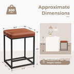 MAISON ARTS Counter Height 24 Inch Bar Stools Set of 4 for Kitchen Counter Backless Modern Barstools Industrial Upholstered Faux Leather Stools Farmhouse Island Chairs, Brown
