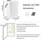 LALASTAR Compost Bin Indoor Kitchen Sealed, Hanging Small Trash Can with Lid Under Sink for Kitchen, Food Waste Bin for Countertop, Mountable Garbage Can for Bathroom, RV, 5L/1.3 Gal, White