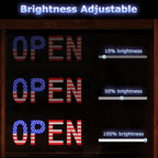 LED Open Signs for Business, exTopGoal 30"x10" Bright Dimmable Open Sign with Remote and 12 Scene Modes, Light Window Sign for Store Shop Storefront Bar Cafes - US Flag
