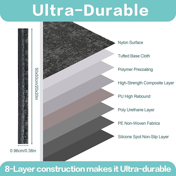 jxgzyy Soft Carpet Tiles 20×20 Inch, 0.38'' Padded Carpet Squares, Non-Adhesive Carpet Flooring with Textured Silicone Back, Easy DIY Seamless SplicingTiles for Corners, 4 Pcs/10.8 Sqft