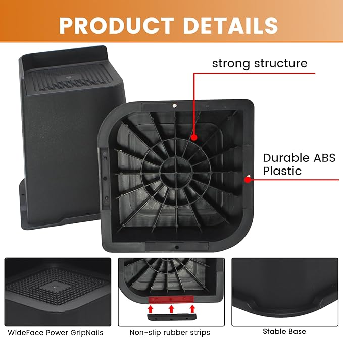Bed Risers 2 inch, 3 inch, 4 inch, 6 inch or 8 inch Heavy Duty Furniture Risers, Up to 6000 Lbs L Shaped Design Bed Lifts Blocks for Couch Desk Sofa Table (Black, 6 Inch 8 Pack)