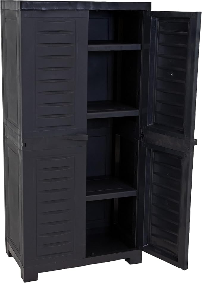 Sunnydaze Storage Cabinet - Plastic Storage Cabinet - 48.75" H - Garage, Office, Home, Laundry Room