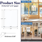 5 Pack Magnetic Sign Holder 8.5 x 11 - Rigid Sheet Protectors with Magnetic Strip Adhesive Strip, Adhesive Frames 8.5 x 11 Magnetic Picture Frames for Refrigerator,Whiteboard,Wall,Door,Window