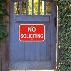 2 Pack No Soliciting Sign, Heavy Duty Aluminum, 12 x 8 inches, Red and White, for Home and Business