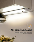 2 Pack 12" Under Cabinet Lighting for Kitchen, 8W 600LM, 3 Color Temperatures (3000K/4000K/5000K), Hardwired or Plug-in, 45° Rotatable Design, Linkable Up to 15 Units, YT-4208-10-2
