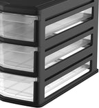 Life Story 3 Drawer Stackable Shelf Organizer Plastic Storage Drawers for Bathroom Storage, Make Up, Or Pantry Organization, Black (2 Pack)