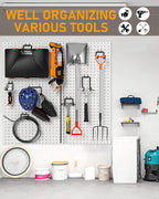 INCLY 24 Pack Heavy Duty Pegboard Hooks, 1/4" Pegboard Drill Holder Tool Utility Hooks, Peg Board Tool Hangers Accessories for Hanging Power Tools, Drill, Hammer, Workbench, Garage
