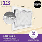 Simply 21x21x1 Air Filter, Merv 8, 6 Pack, For Home AC Furnace & HVAC (Actual Size: 20.75"x20.75"x0.75") DUST, Pet, & Allergy Control