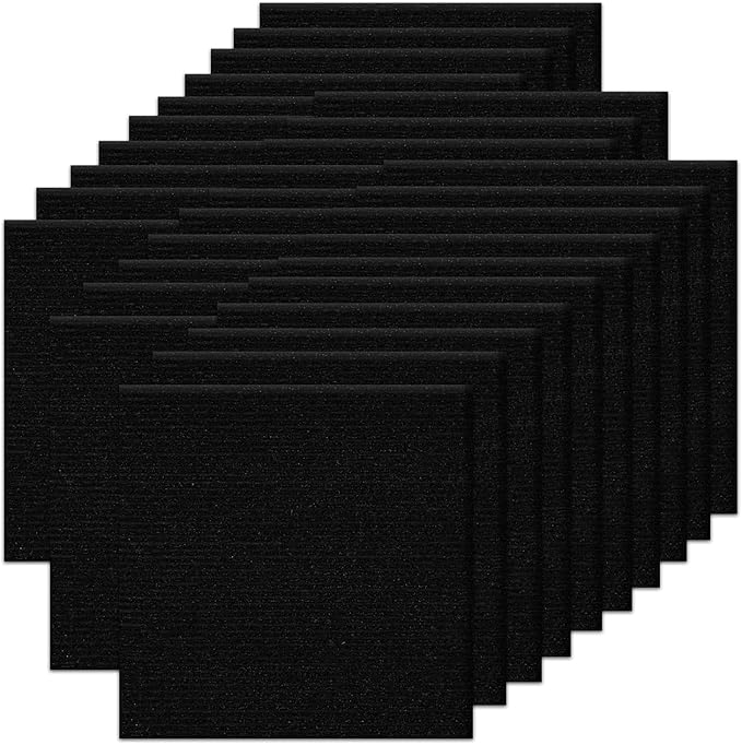 30Pcs Carpet Tiles Peel and Stick, Self Adhesive Carpet Floor Tile 12” x 12”, Black Soft Padded Flooring Sticker, Home Decor for Bedroom Living Room Office, 30 sq ft per Box