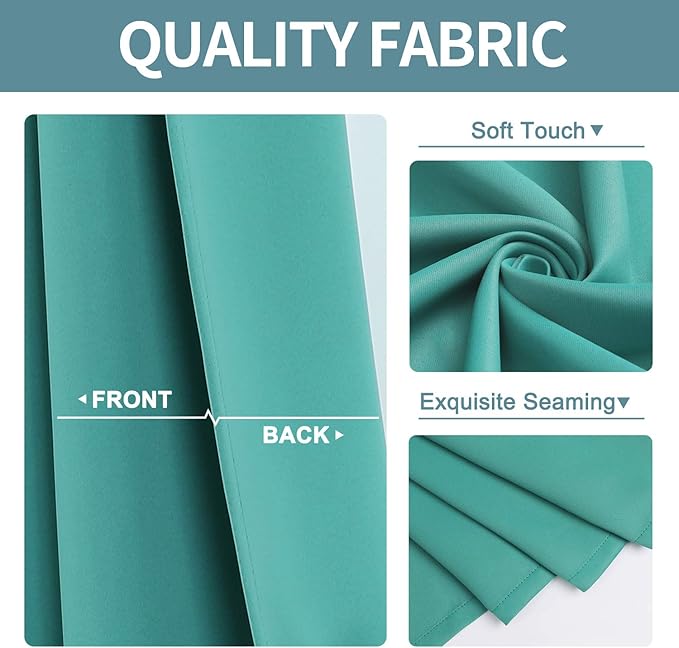 ChrisDowa Grommet Blackout Curtains for Bedroom - Thermal Insulated Room Darkening Curtains for Living Room (1 Panel Set, Teal, 42W x 63L)