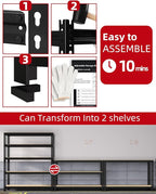 PrimeZone 36" x 16" x 72" Heavy Duty Storage Shelves - 5 Tier Adjustable Garage Storage Shelving, Metal Storage Utility Rack Shelf Unit for Warehouse Pantry Closet Kitchen, Black, 2 Pack