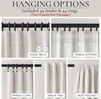 Birch Extra Wide 70 Inch Total 140" Blackout Crtains for Living Room 2 Panels Set, Farmhouse Thick Linen Blend Room Darkening Window Drapes with Rod Pocket Thermal Pleated Curtain(70"W x 102"L)