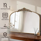 Micasso Large Gold Antique Mirror: 40"x 30" French Baroque Arched Mirror - Traditional Ornate Vintage Mirrors for Wall/Mantel/Entryway/Bathroom/Hallway - Home Decor for Living Room