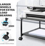 EMERIT 2-Tier Under Desk Printer Stand w/Storage - 19.5x19.5x12.8''Heavy Duty Rolling Cart, Mobile Printer Table with Lockable Wheels for Home Office Organization - Industrial Style