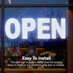 Open Signs for Business, 30"x10" Dimmable Large LED Open Light Up Sign with Hanging Installation for Salon Gym Cafes Store Office Bar Hotel Pubs Cold white