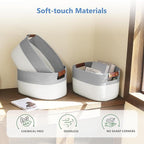 Cotton Rope Storage Baskets,15x10x9 in,Foldable Storage Bins, Decorative Woven Basket Cube Storage Organizer for Laundry, Towel, Clothes (White/Grey-2Pack, 15x10x9 inches)