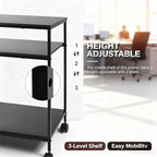 Heavy Duty 2-Tier Printer Stand with Locking Wheels, 19.5"x19.5" Large Printer Table Shelf, Holds 100 lbs per Shelf - Fits Most 60" Desks, Perfect for Office, Home, Laser Printer or Mini Fridge
